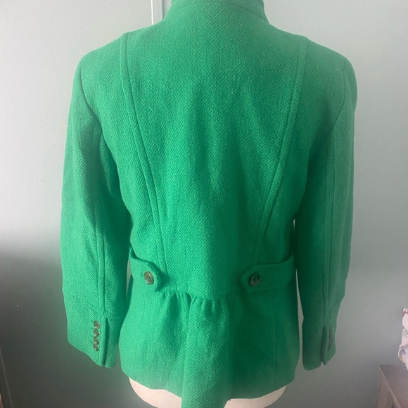 Talbots Kelly Green Wool blend Mandarin collar Peplum blazer - Picture 8 of 15